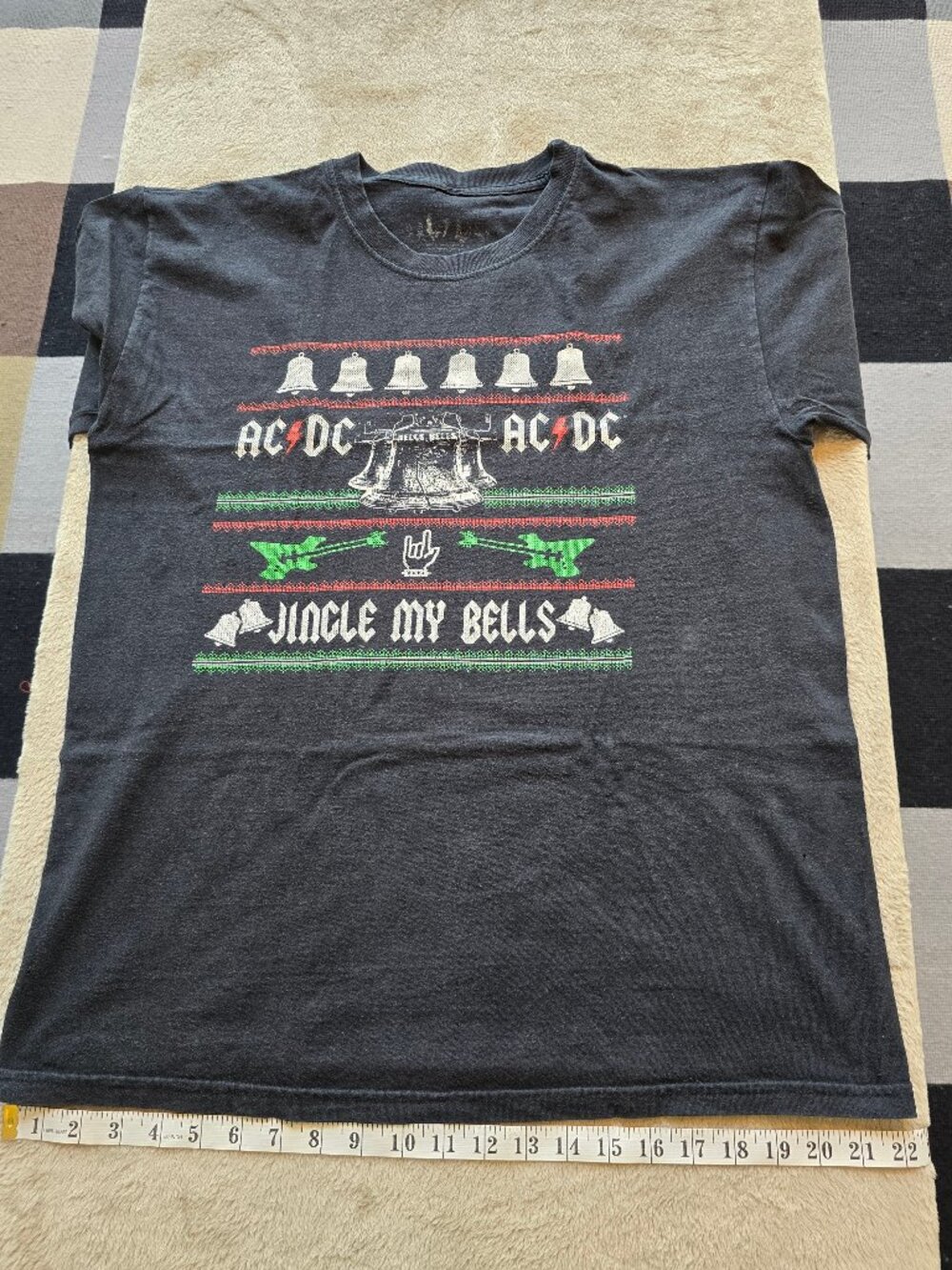 Official AC/DC "Jingle My Bells" Ugly Christmas Sweater Graphic T-Shirt - Men's